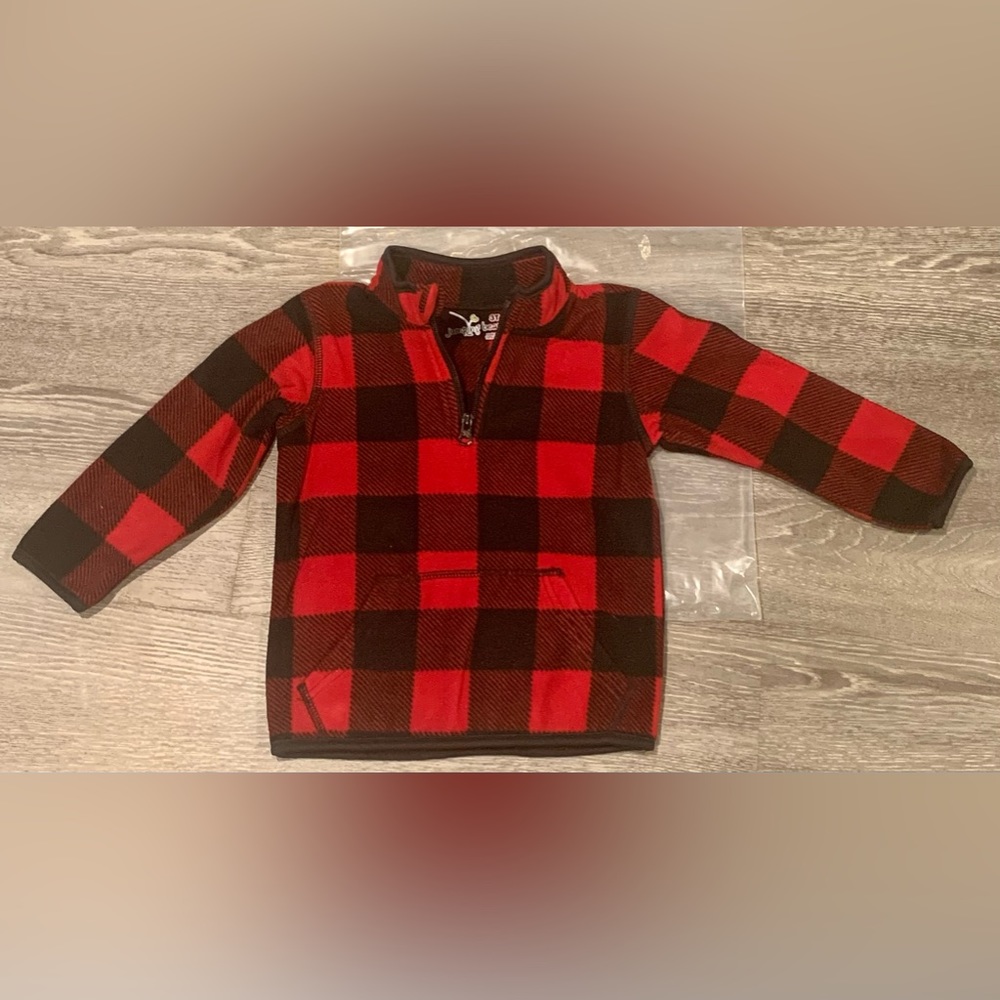 Jumping Beans Red and Black Fleece Sweater - Size 3T
